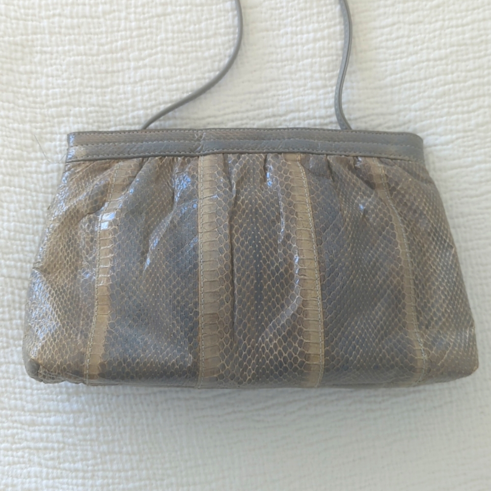 Vintage Grey Snakeskin Pierre Cardin Crossbody Purse.